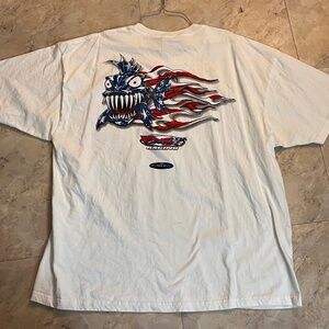Vintage Y2K Pirana Z Racing Tshirt 2XL White RARE- American Flag Pirana Graphics